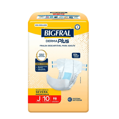 Fralda Geriátrica Bigfral Derma Plus Juvenil com 10 Unidades