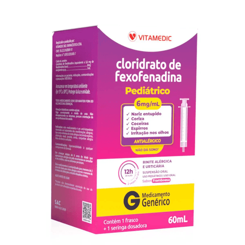 Cloridrato De Fexofenadina 6mg/ml 60ml Vitamedic