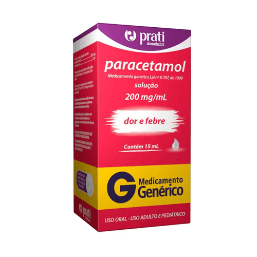 Paracetamol Gotas 200mg/mL 15mL Genérico Prati Donaduzzi