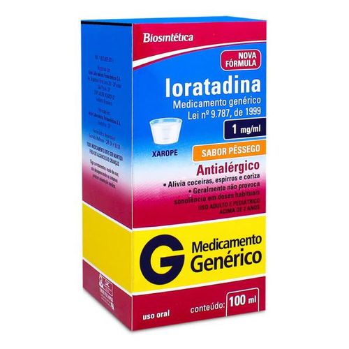 Loratadina Xarope 1mg 100mL +Copo Med Genérico Biosintética