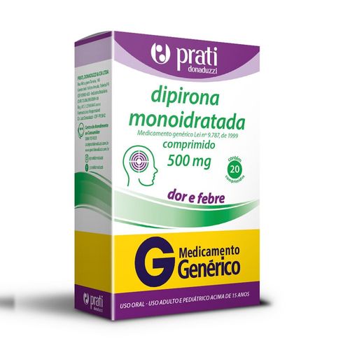 Dipirona 500Mg Com 10 Comprimidos Genérico Prati