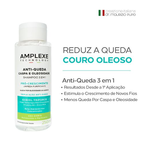 Amplexe Shampoo 3 em 1 Caspa, Queda e Oleosidade com Exbiol Triforce