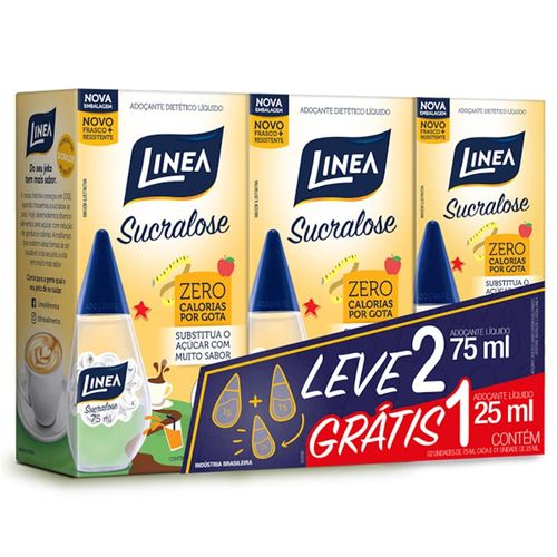 Adoçante Linea 75ml 2 Unidades Grátis Adoçante Linea 25ml 1 Unidade