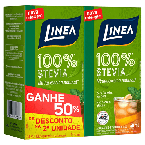Adoçante Linea Stevia 60ml+50% de Desconto na Segunda Unidade