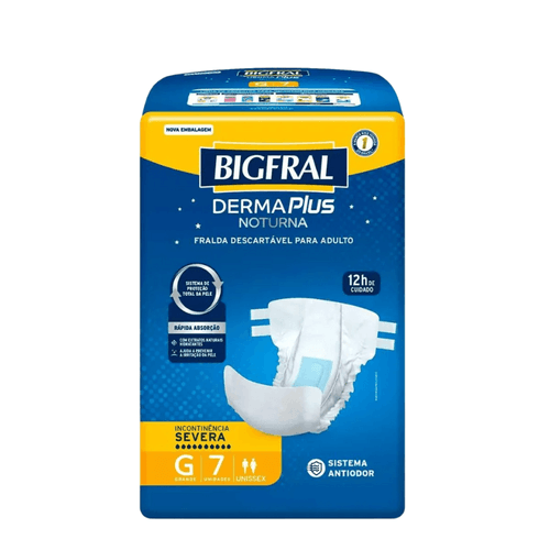Fralda Geriátrica Adulto Bigfral Derma Plus Noturna G com 7