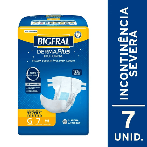 Fralda Geriátrica Adulto Bigfral Derma Plus Noturna G com 7