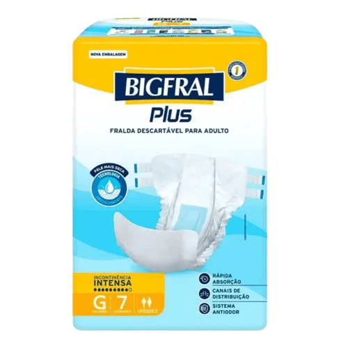 Fralda Geriatrica Bigfral  Regular Plus G com 7 Unidades