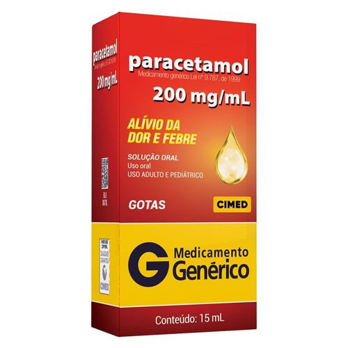 Paracetamol Gotas 200mg/mL 15mL Genérico Cimed