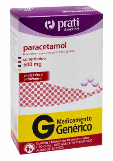 Paracetamol 500Mg Com 20 comprimidos Prati Donaduzzi