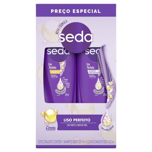 Kit Seda Cocriações Liso Perfeito Shampoo com 325ml + Condicionador com 325ml