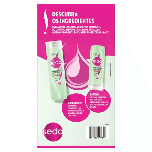 Kit Seda Força e Crescimento Prebióticos + Biotina Shampoo 300ml + Condicionador 190ml