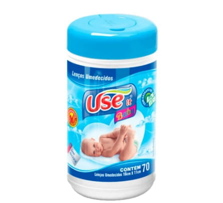 Lenco Umedecido Use It Pote Azul com 70 unidades