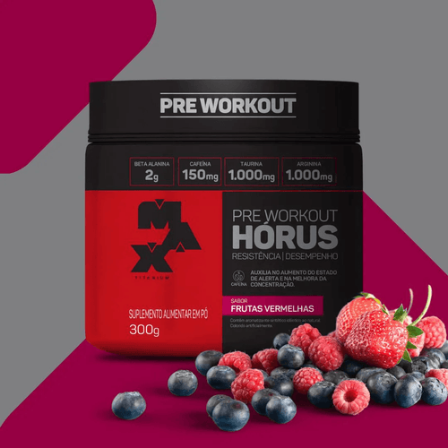 Pré-Treino Max Titanium Horus Frutas Vermelhas 300g