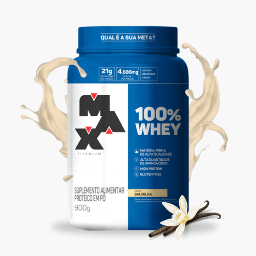 100% Whey Protein Max Titanium Concentrate 900g Baunilha