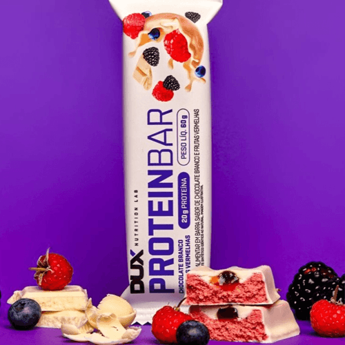 Barra de Proteína Dux Protein Bar Chocolate Branco e Frutas Vermelhas 60g