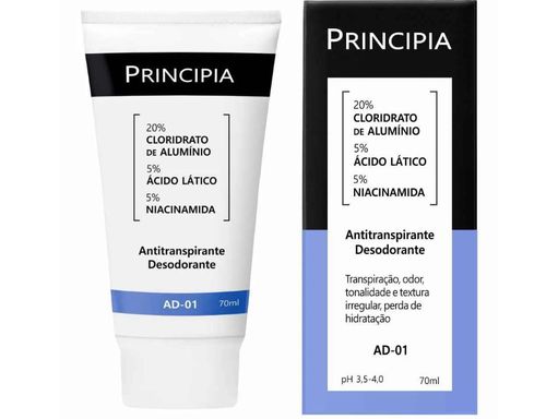 Antitranspirante Desodorante 5% Ácido Lático + 5% Niacinamida Principia Skincare AD-01 com 70ml