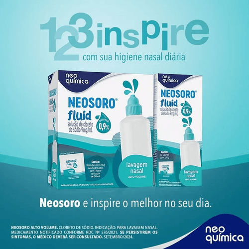 Neosoro Fluid 0,9% Alto Volume Neo Química Refil 30 Sachês de 2,16g Cada