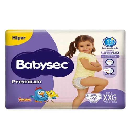 Fralda Babysec Hiper Premium XXG 52 Unidades