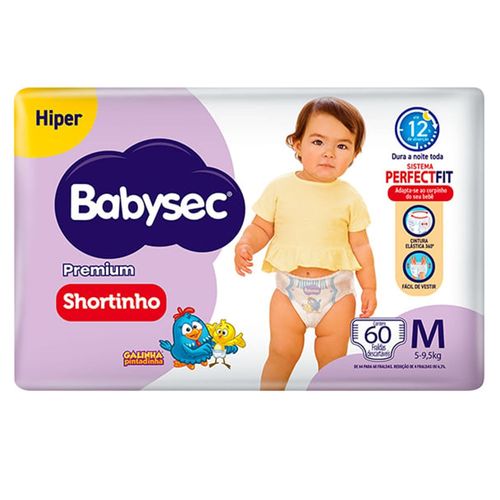 Fralda Babysec Hiper Shortinho Premium M 60 Unidades
