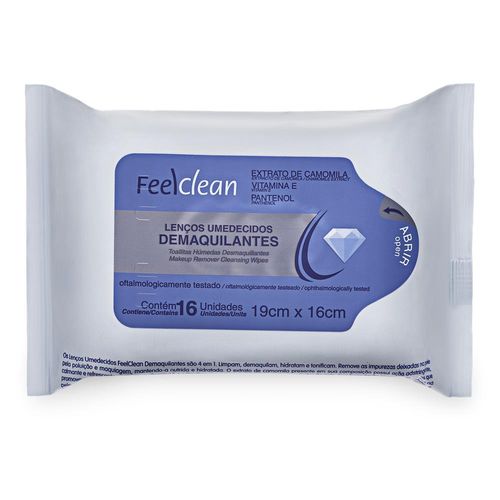 Lenço Umedecido Feelclean Demaquilante 16 Unidades