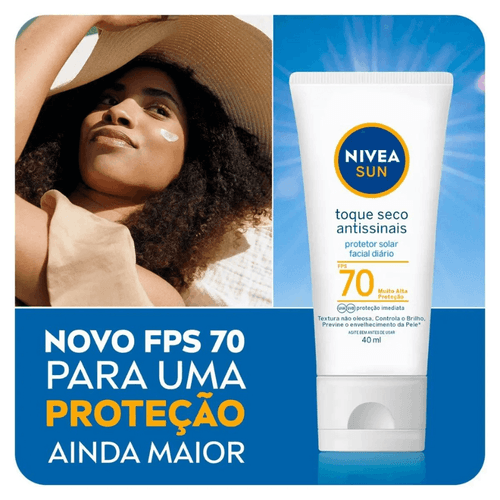 Protetor Solar Facial Nivea Sun Toque Seco Antissinais FPS 70 40ml