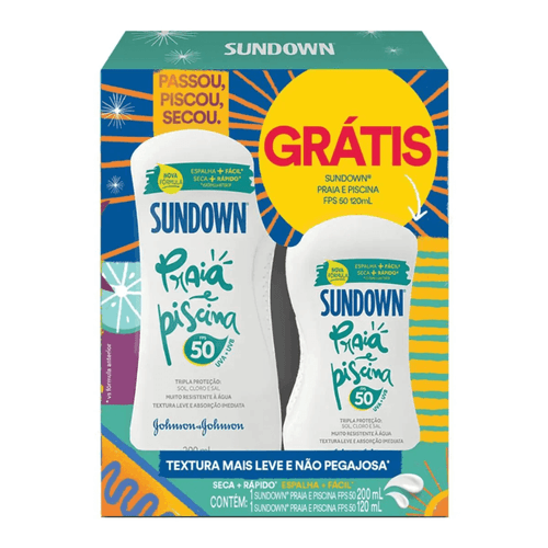 Kit Protetor Solar Sundown Praia e Piscina FPS 50 200ml + FPS 50 120ml