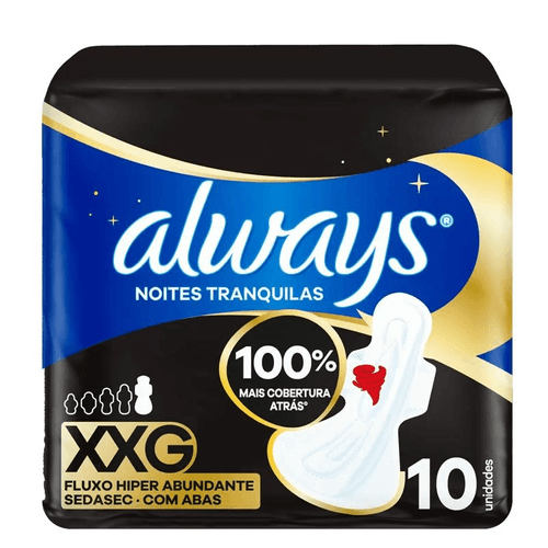 Absorvente Always Noites Tranquilas Suave XXG Com Abas com 10 unidades