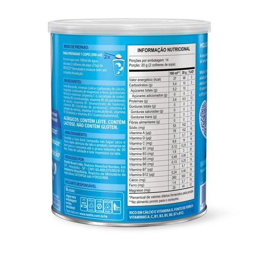 Leite Em Pó Nestlé Molico Desnatado Total Cálcio 280g