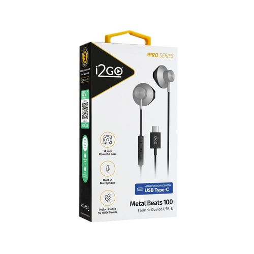 Fone de Ouvido i2GO Metal Beats Usb-C