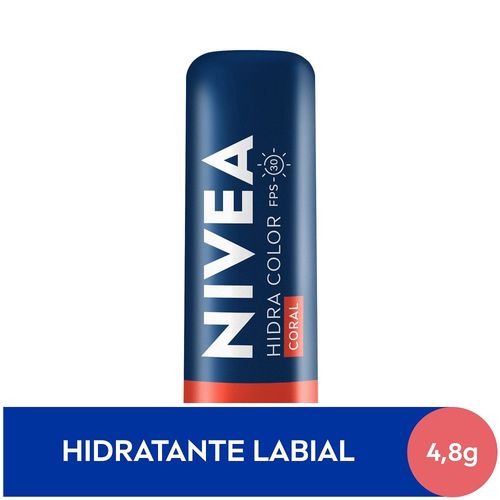 Hidratante Labial Nivea Hidra Color Cor Coral Fps30 4,8g