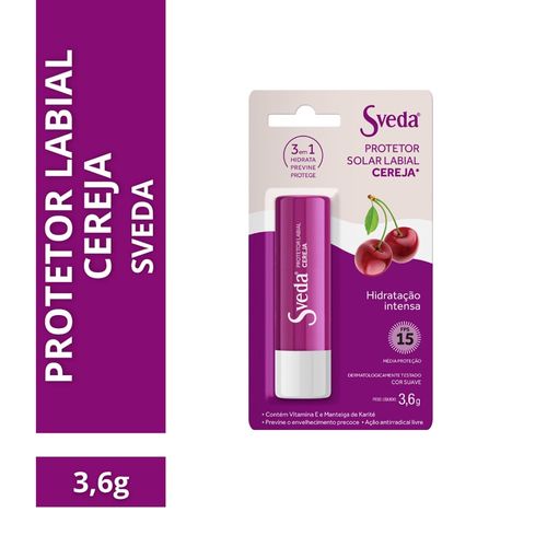Protetor Labial Sveda Cereja Fps15 3,6g