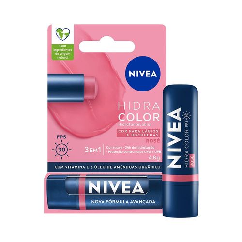 Hidratante Labial Nivea Hidra Color Cor Rosé Fps30 4,8g