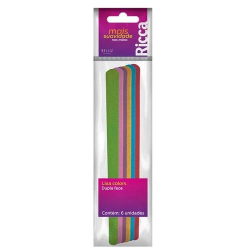 Lixa Para Unha Ricca Belliz Colors Dupla Face Com 6 unidades