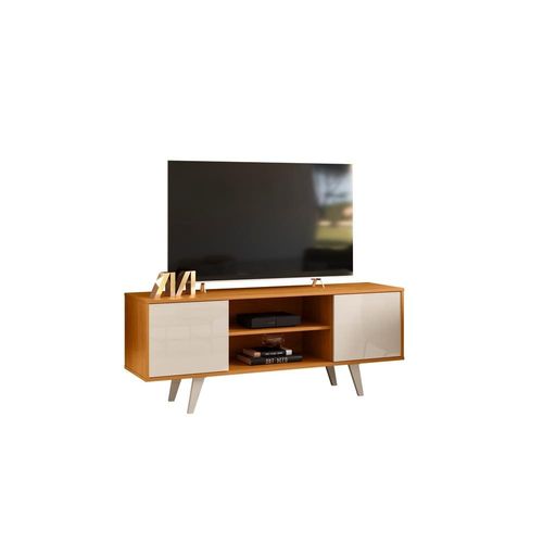 Rack Madetec Lisboa 1,36m Cinamomo/Off White Suporta TV de 55 Polegadas