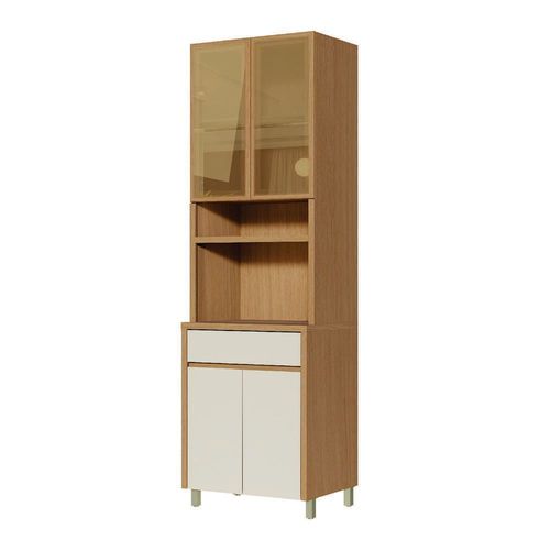 Paneleiro Nesher Condessa em MDF 15mm com 4 Portas, 1 Gaveta e 3 Prateleiras - 70cm de largura - Carvalho/Greige