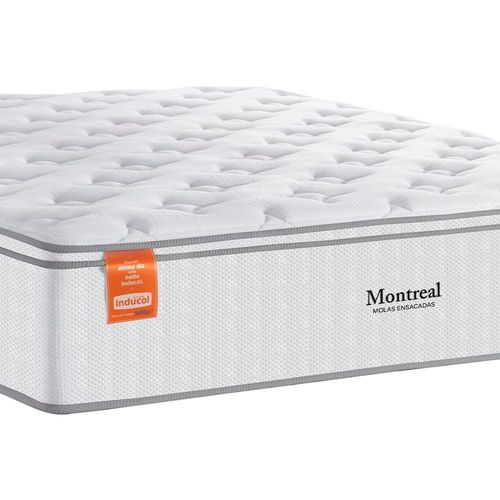 Colchão Quen Size Inducol Montreal com Europillow e Revestimento em Tecido Malha 28x158x198cm - Branco