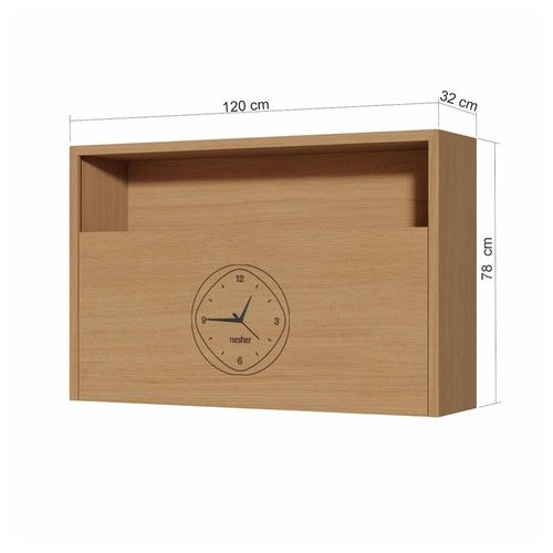 Armário Aéreo Nesher Condessa em MDF 15mm com 1 Porta Basculante e 1 Prateleira - 120cm de largura – Carvalho