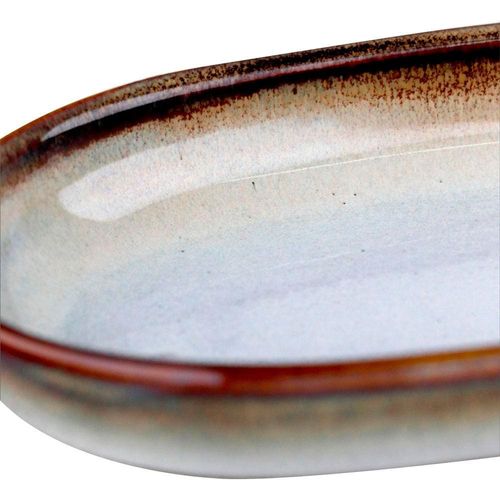 Travessa Oval com Alça L`Hermitage em Cerâmica Branca - 24 cm