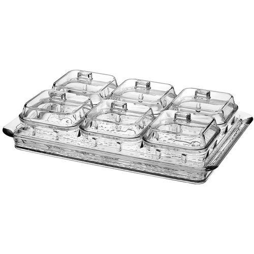Conjunto Petisqueiras L`hermitage Breakfast em Acrílico com Tampa e Suporte - 6 Peças