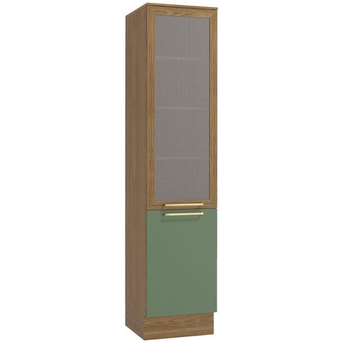 Paneleiro Kappesberg Botanic com 2 Portas com Tela e 5 Prateleiras - Nogueira/Verde
