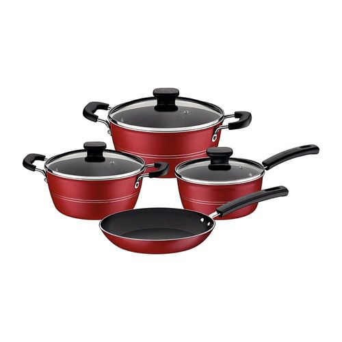 Jogo de Panelas Tramontina Sicília em Alumínio com Revestimento Interno e Externo Antiaderente Starflon Excellent Vermelho – 4 Peças