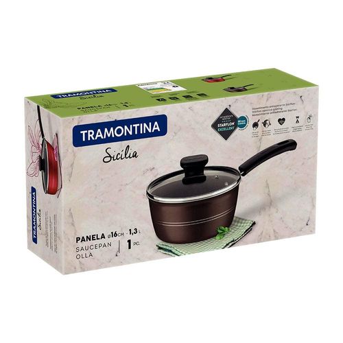 Panela Tramontina Sicília em Alumínio com Revestimento Interno e Externo Antiaderente Starflon Excellent 16cm - Avelã