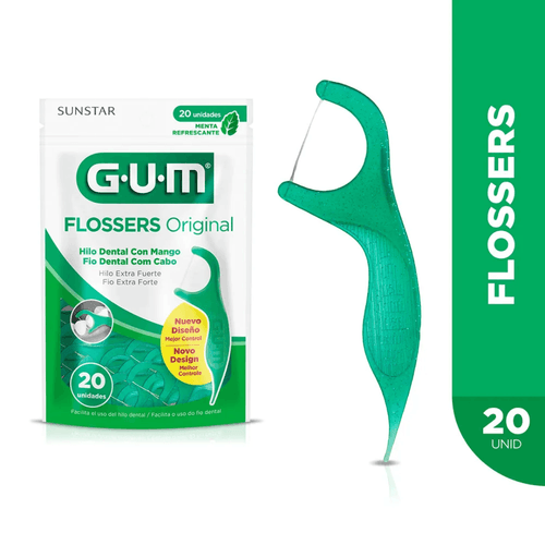 Fio Dental Flosser Original Gum Sabor Menta Com 20 Unidades Sunstar