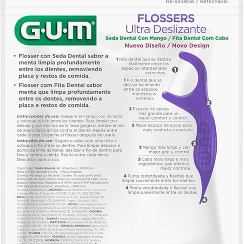 Fio Dental Flosser Multiple ActionGum Sabor Menta Com 40 Unidades Sunstar