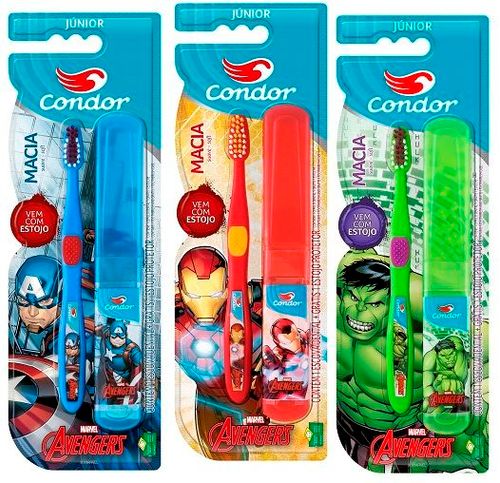 Escova Dental Condor Avengers Macia+Estojo
