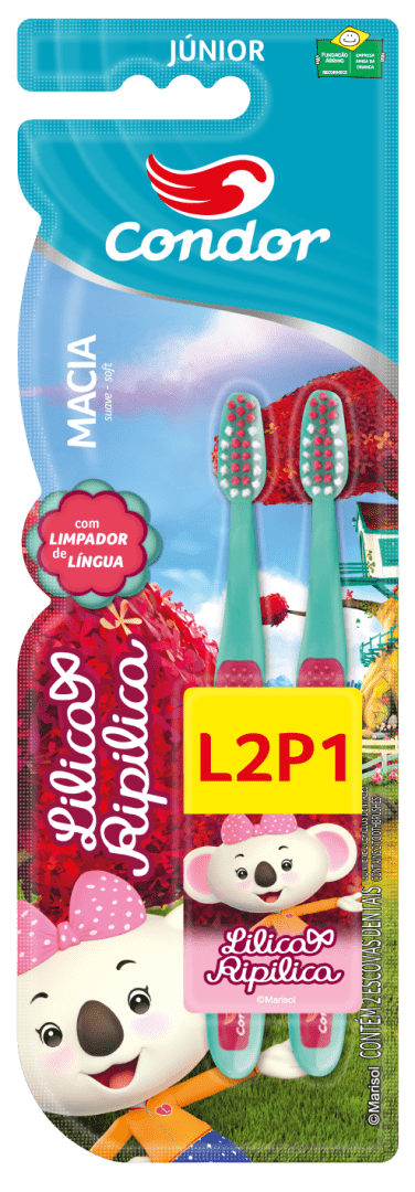 Escova Dental Condor Lilica Ripilica Junior Leve 2 Pague 1 (Cores Diversas)