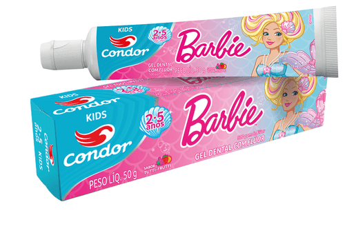 Gel Dental Condor Barbie com Fluor Tutti Frutti 50G