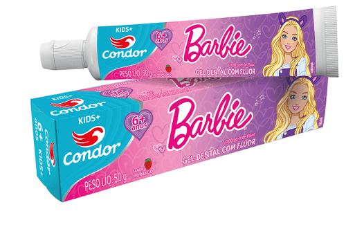 Gel Dental Condor Barbie com Fluor Morango 50G