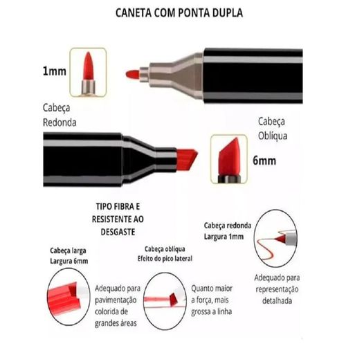 Kit Canetas Coloridas Ponta Dupla Magic Art Marker 24 Cores