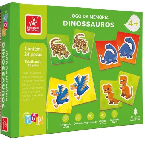 Brinquedo Jogo Da Memoria Dinossauro 24 Peças